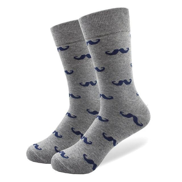 Mustache Pattern Crew Cotton Socks
