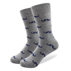 Mustache Pattern Crew Cotton Socks
