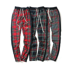 Side Stripe Patchwork Plaid Pants