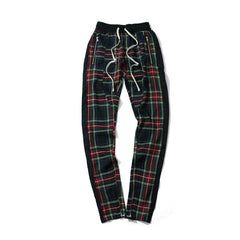 Side Stripe Patchwork Plaid Pants