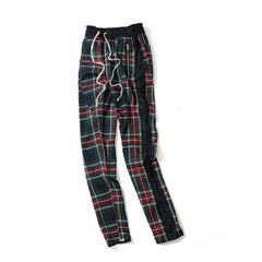 Side Stripe Patchwork Plaid Pants