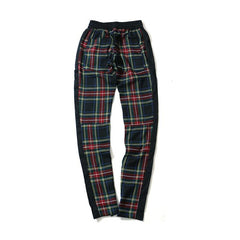 Side Stripe Patchwork Plaid Pants