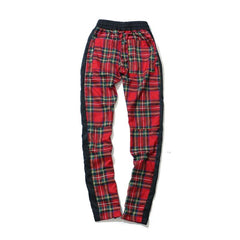 Side Stripe Patchwork Plaid Pants