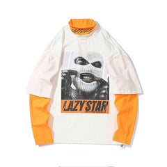 Lazy Star Drop Shoulder Long Sleeve Hip Hop T-shirt