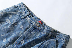 Bandana Pattern Denim Jeans