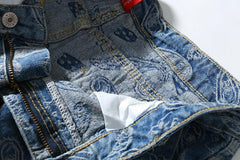 Bandana Pattern Denim Jeans