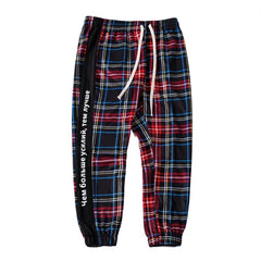 Side Stripe Plaid Sweatpants