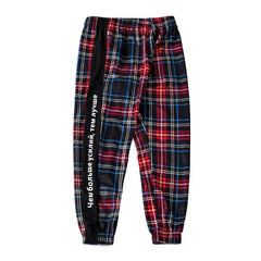 Side Stripe Plaid Sweatpants