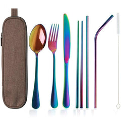 Travel Cutlery Set with Metal Straw