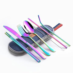 Travel Cutlery Set with Metal Straw