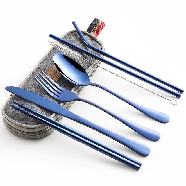 Travel Cutlery Set with Metal Straw