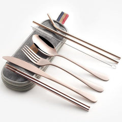 Travel Cutlery Set with Metal Straw