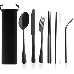 Travel Cutlery Set with Metal Straw