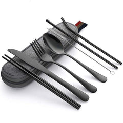 Travel Cutlery Set with Metal Straw