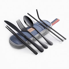 Travel Cutlery Set with Metal Straw