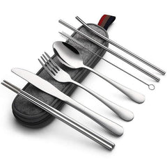 Travel Cutlery Set with Metal Straw