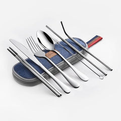 Travel Cutlery Set with Metal Straw