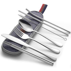 Travel Cutlery Set with Metal Straw