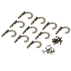 10PC Antique Brass Wall Mounted Hook