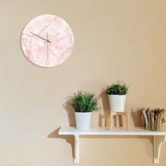 Natural Pink Marble Round Wall Clock