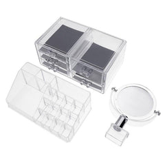 Clear Cosmetic Organizer Box with Mirror