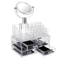 Clear Cosmetic Organizer Box with Mirror