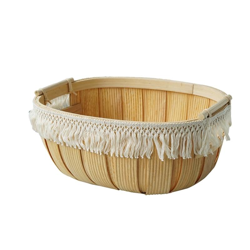 Wood Rattan Woven Storage Basket