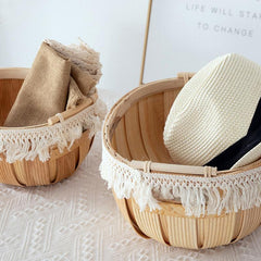 Wood Rattan Woven Storage Basket