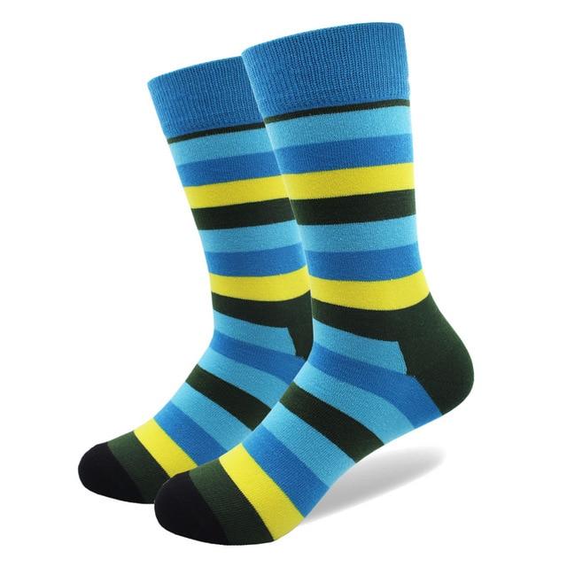 Blue and Yellow Crew Cotton Socks