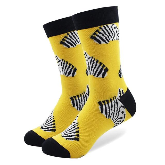 Zebra Pattern Crew Cotton Socks