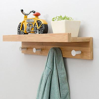 Creative Wooden Wall Storage Rack With Hooks