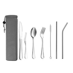 Travel Cutlery Set with Metal Straw