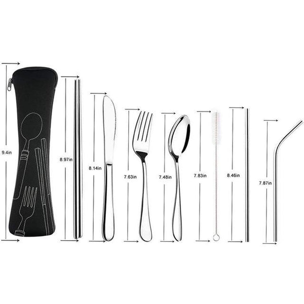 Travel Cutlery Set with Metal Straw