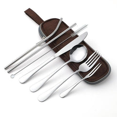 Travel Cutlery Set with Metal Straw