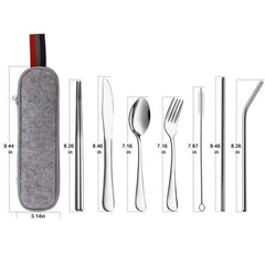 Travel Cutlery Set with Metal Straw