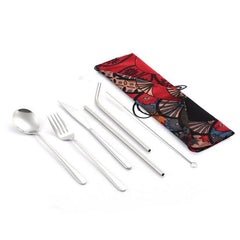 Travel Cutlery Set with Metal Straw