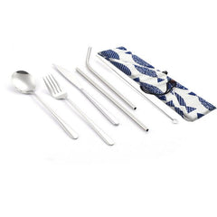 Travel Cutlery Set with Metal Straw